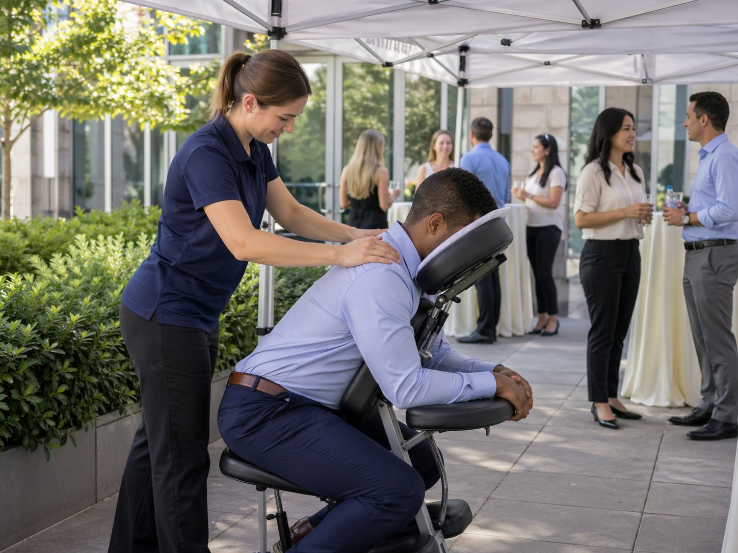 Corporate chair massage team event
