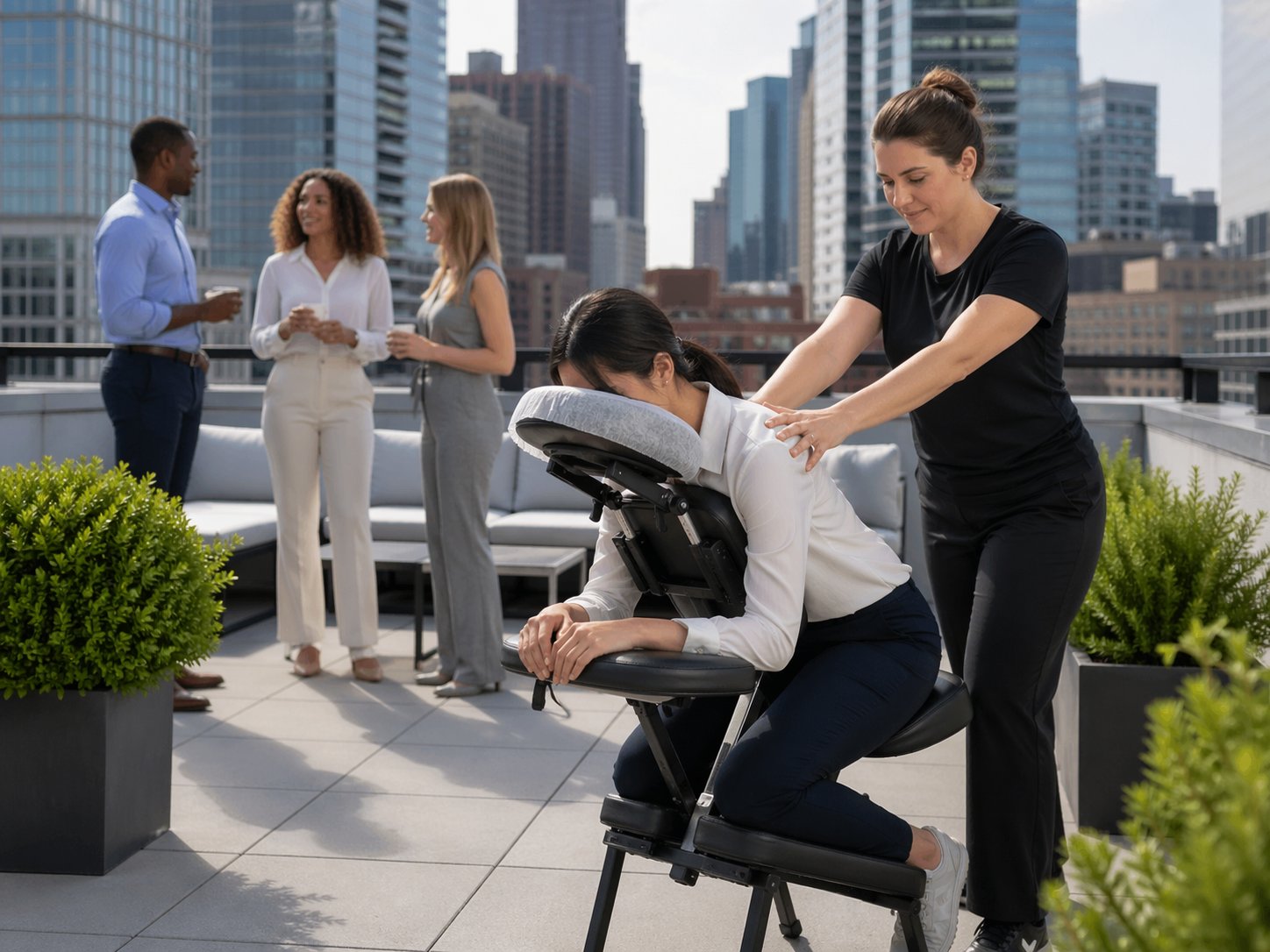 Rooftop venue chair massage