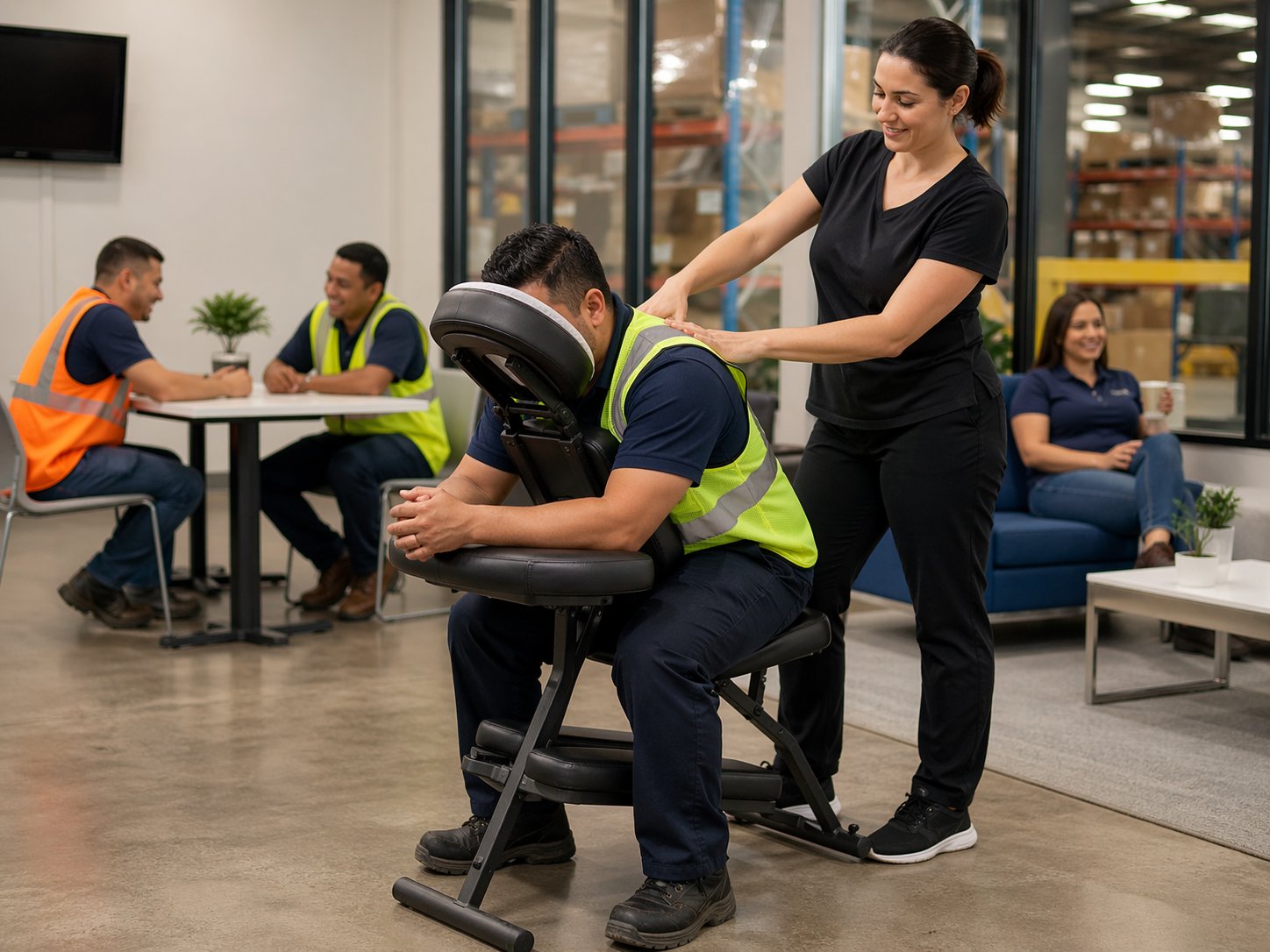 Chair massage for warehouse team